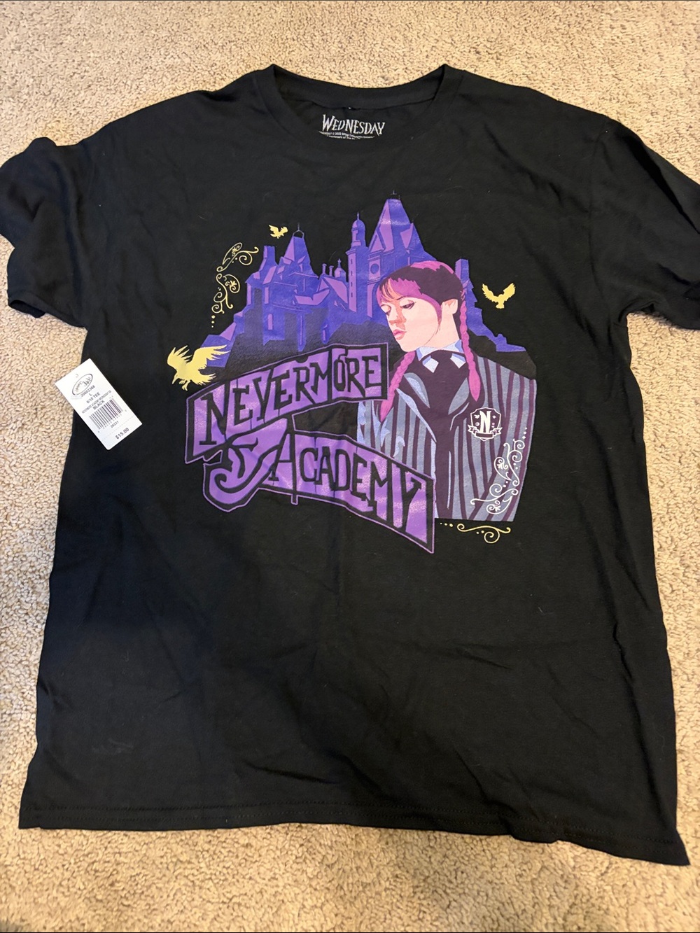 Nevermore Academy Black Graphic Tee by Wednesday